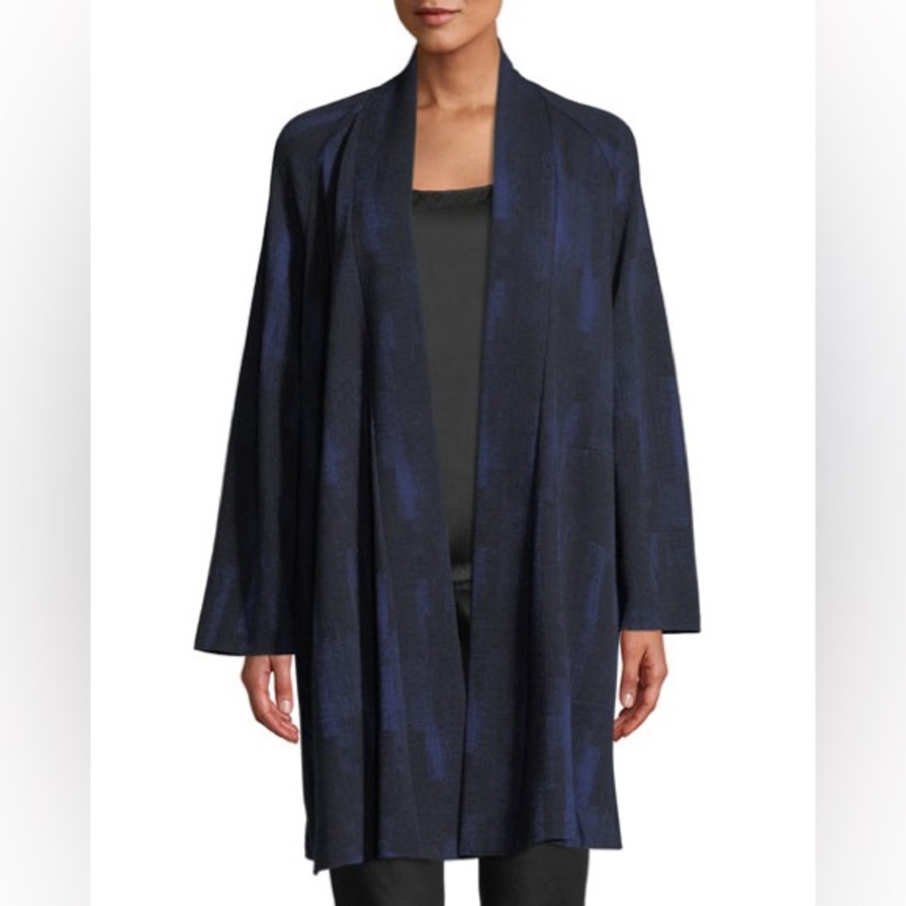 Eileen Fisher Reflections Jacquard Enveloping Jacket, Midnight • Women’s XS